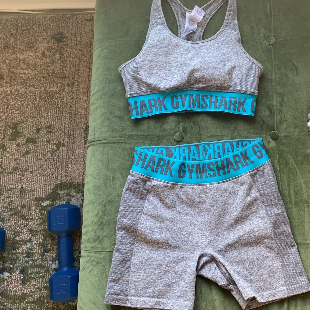 Gymshark Flex Set - Charcoal Marl/ Teal